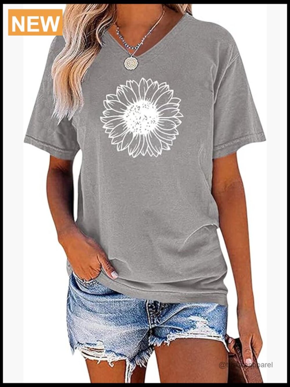 Women's V Neck Sunflower Graphic T-Shirt Summer Vintage Tee